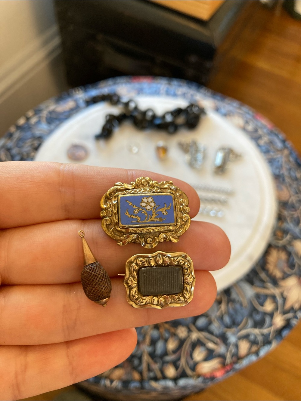 Antique Georgian & Victorian Mourning Jewelry & Hairwork Jewelry Lot - Picture 3 of 16